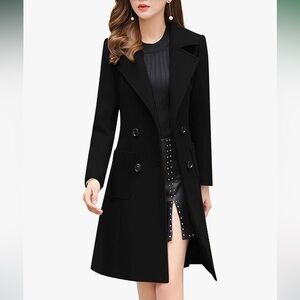 Women’s Long Black pea coat